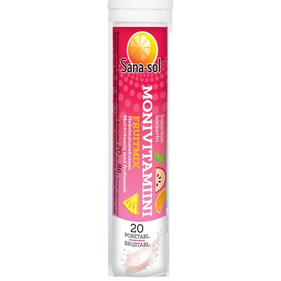 Мультивитамины Sana-Sol MultivitamiiniPore вкус фруктовый, 20 шипучих таблеток
