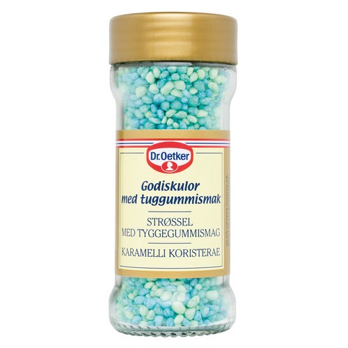 Разноцветная карамель голубая Dr. Oetker Godiskulor med tuggummismak, 65 гр