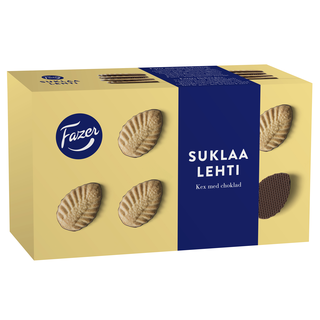 Печенье листочки с шоколадом Fazer Suklaalehti, 185 гр