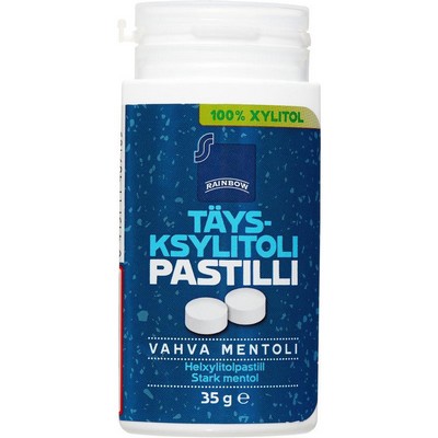 Пастилки с ксилитом Rainbow vahva mentoli сильный ментол, 35 г