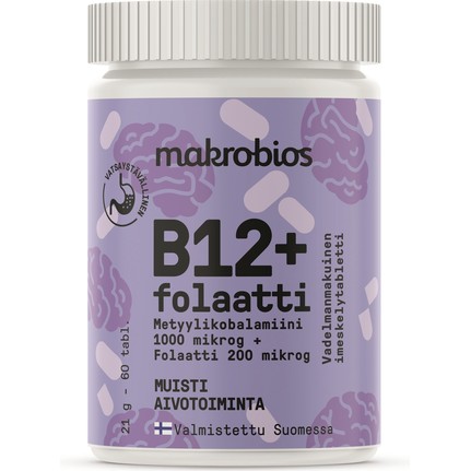 Витамин B12 и фолат Makrobios B-12 vitamiini+folaatti, 60 табл
