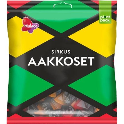 Жевательные конфеты лакрично-фруктовые Malaco Sirkus Aakkoset, 340 гр