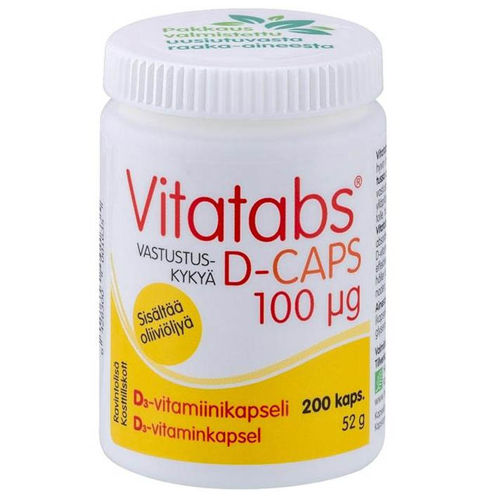 Усиленный натуральный витамин Д Vitatabs D-Caps 100 мкг, 200 капс