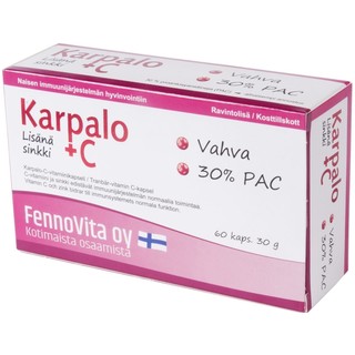 Клюква, цинк и витамин С Fennovita Ravintolisä Karpalo + C 60 капс