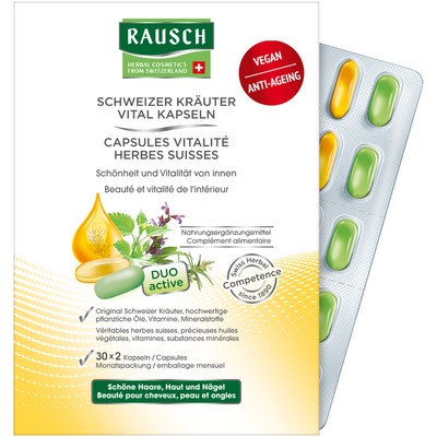 Витамины для красивых волос, ногтей и кожи Rausch Swiss Herbal Vital 60 капсул