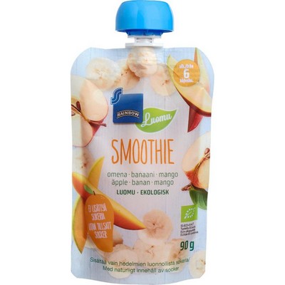 Детское смузи яблоко-банан-манго в мягк. упак. Rainbow Smoothie, 90 гр
