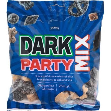 Лакричные конфеты ассорти Салмиак Rainbow Party Mix Dark Salmiak, 250 гр