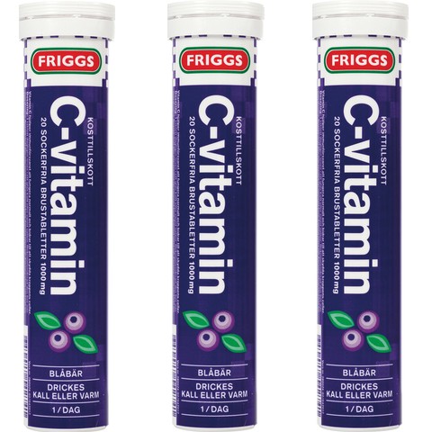 Витамин С черничный вкус Friggs 1000mg C-vitamiini, 20 шипучих таблеток