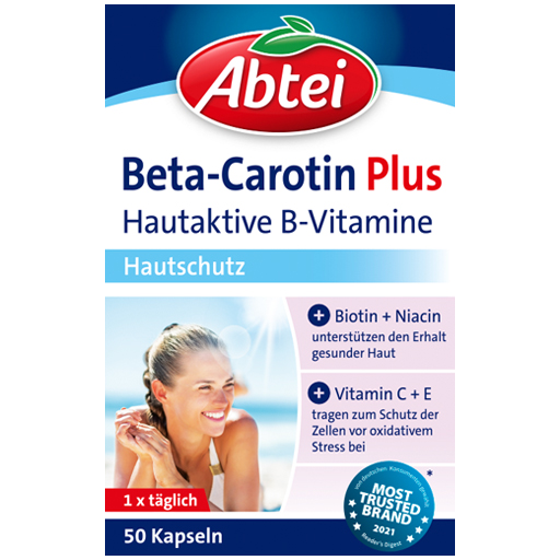 Бета-каротин и витамины для красивого загара ABTEI Beta-Carotin Plus Hautaktive B-Vitamine, 50 капс