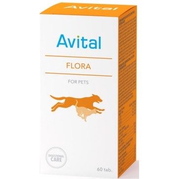 Биодобавка для кишечника и желудка собак и кошек Avital Flora, 60 табл