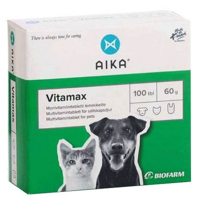 Ветеринарная витаминная добавка для животных AIKA Vitamax, 100 табл