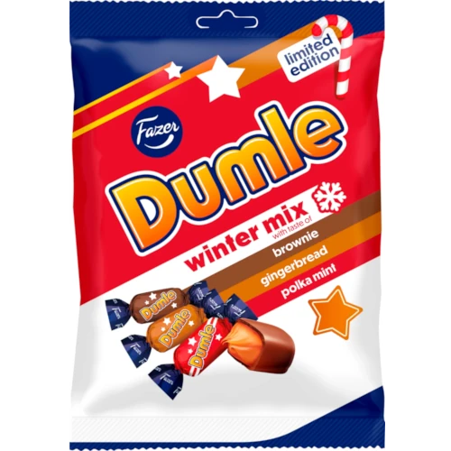 Ассорти ирисок в молочном шоколаде Fazer Dumle Winter Mix 180 гр