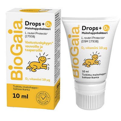 Молочно-кислые бактерии с Д3 BioGaia капли + D3 10 мл с рождения