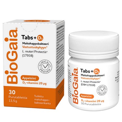 Пробиотик с витамином Д3 BioGaia Tabs + D3, 30 жеват. табл