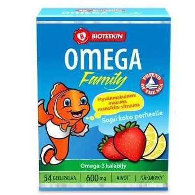 Омега 3 для детей Bioteekin Omega Family, 54 жевательных конфет