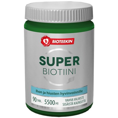 Биотин (витамин B7) для волос ногтей и кожи Bioteekin Super Biotiini, 90 табл