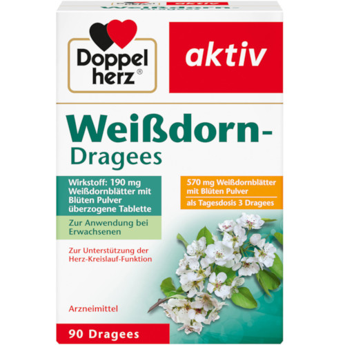 Боярышник для поддержки сердечно-сосудистой системы Doppelherz aktiv Weißdorn-Dragees, 90 шт