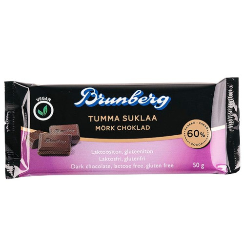 Темный шоколад веган Brunberg Tumma suklaa 60 % 50гр