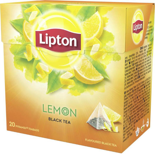 Чёрный чай с лимоном Lipton Lemon, 20 пирамидок