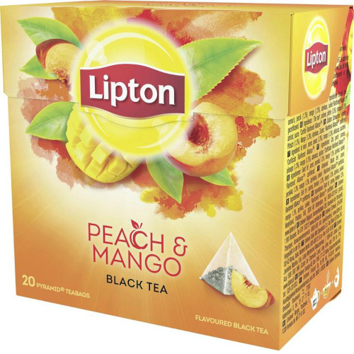 Чёрный чай с персиком и манго Lipton Peach Mango, 20 пирамидок