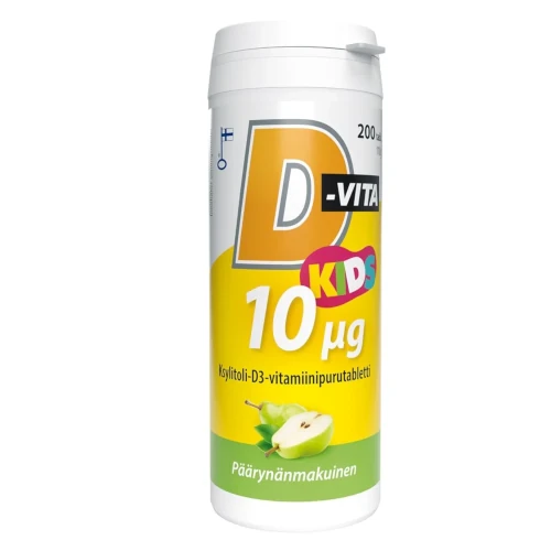 Детский витамин Д D vita kids 10 µg Pear 200 таблеток
