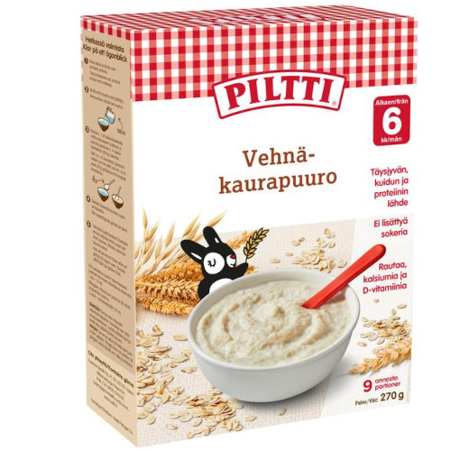 Piltti Vehnä-kaurapuuro цельнозерновая овсяная каша с 6 месяцев, 270 гр