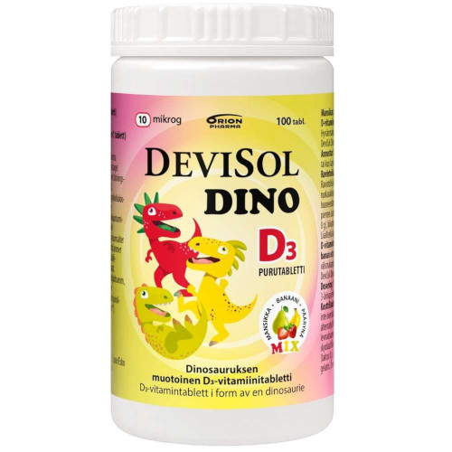 Детский витамин Д DeviSol Dino Mix вкус груша-банан-клубника, 100 табл