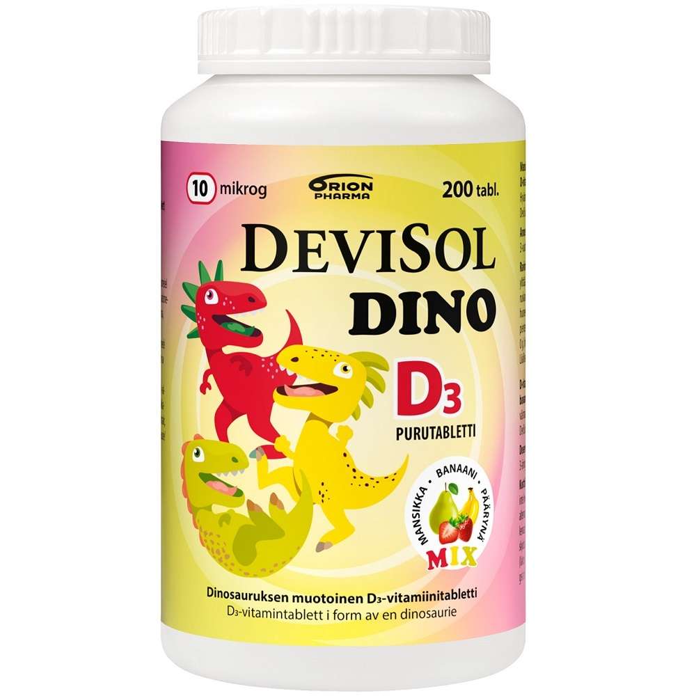 Детский витамин Д DeviSol Dino Mix вкус груша-банан-клубника, 200 табл