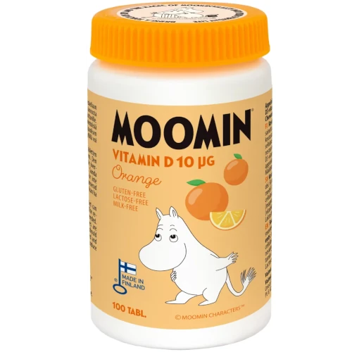 Детский витамин D Moomin Orange D-vitamiini 10µg, 100 табл апельсиновый вкус