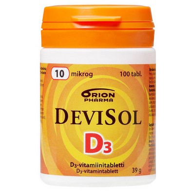 Витамин D3 DeviSol D-vitamiini 10 µg 100 табл цитрусовый вкус