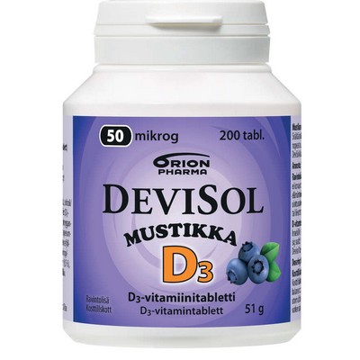 Витамин D3 DeviSol (Девисол) Mustikka 50 µg 200 табл черничный вкус