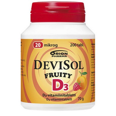 Витамин DeviSol (Девисол) Fruity Vitamin D 20 фруктовый вкус, 200 таблеток