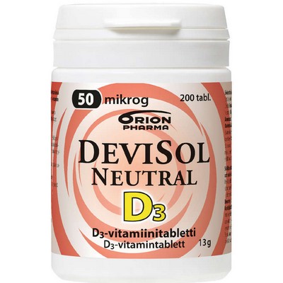 DeviSol (Девисол) Neutral 50 mkg. Витамин D3 без ароматизатора 50 мкг, 200 табл.