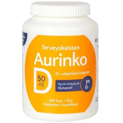 Витамин D Terveyskaista D-vitamiini 50 mikrog, 100 капс