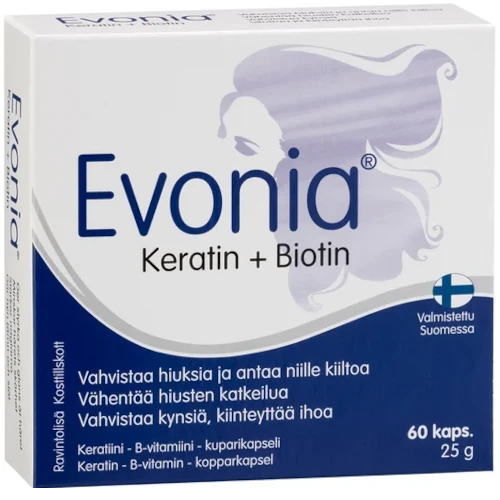 Витамины для красивых волос Evonia Keratin Biotin, 60 капс