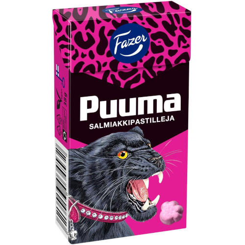 Лакричные конфеты салмиак Fazer Pantteri Puuma Salmiakkilakritsirakeita 38 гр
