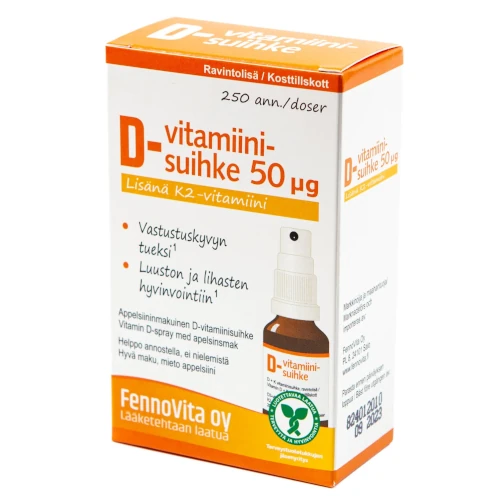 Витамин D+K2 спрей Fennovita D-vitamiinisuihke 50µg+K2, 25 мл