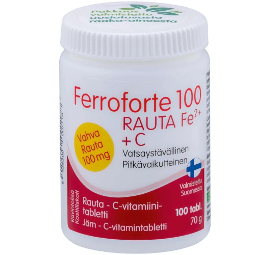 Усиленное железо 100 мг + вит С Ferroforte 100, 100 табл