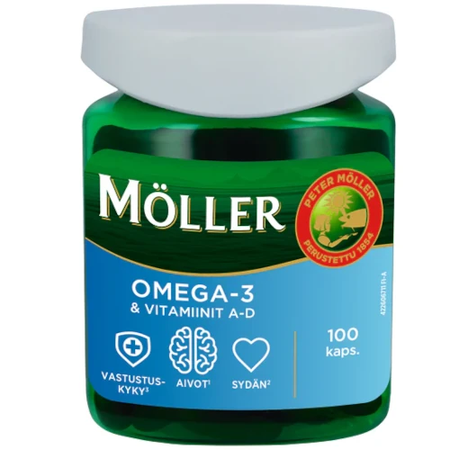 Омега-3 и витамин А+D Möller Omega-3 & Vitamiinit A-D 100 капс
