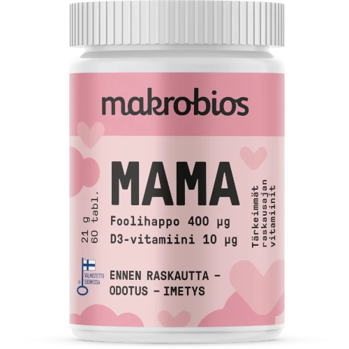 Фолиевая кислота и витамин D для беременных Makrobios Mama Foolihappo + D-vitamiini, 60 табл