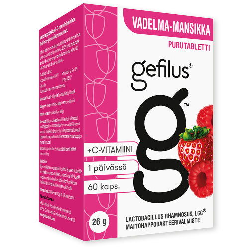 Gefilus (Гефилус) LGG vadelma-mansikka. Вкус: Малина и клубника. 60 табл.