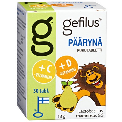 Молочно-кислые бактерии детские Gefilus +C+D вкус груши, 30 жеват табл