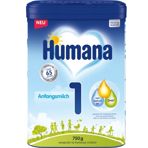 Humana Anfangsmilch 1, 750 гр детская сухая молочная смесь с рождения
