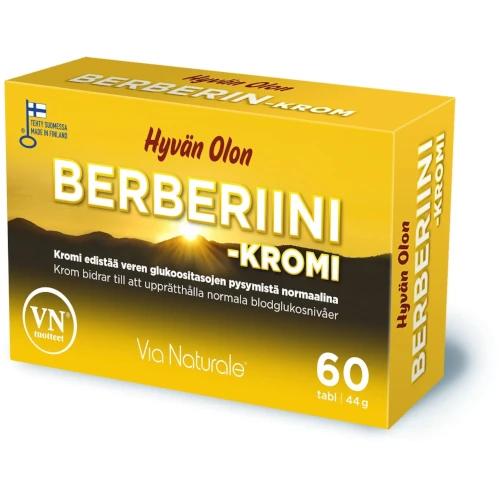 Берберин 500 мг с хромом Hyvän Olon Berberiini + Kromi, 60 табл