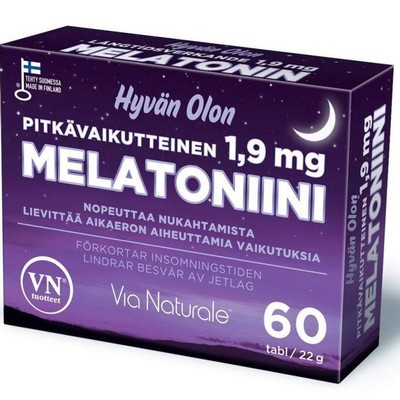 Мелатонин для сна Hyvän Olon Melatoniini 1,9 mg, 60 табл