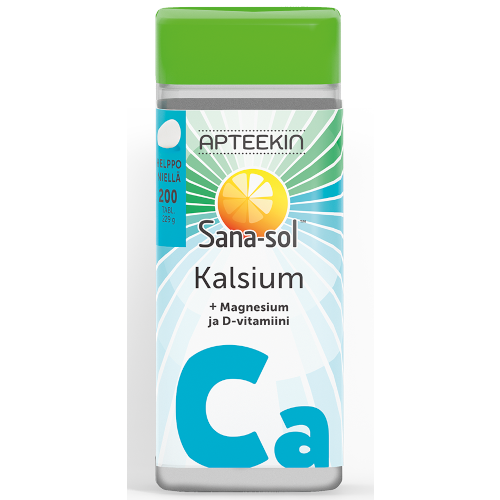 Кальций, магний витамин Д Apteekin Sana-sol Kalsium-Magnesium-D-vitamiini, 200 табл