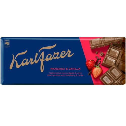 KARL FAZER Strawberry & Vanilla молочный шоколад с клубникой и ванилью, 190 гр