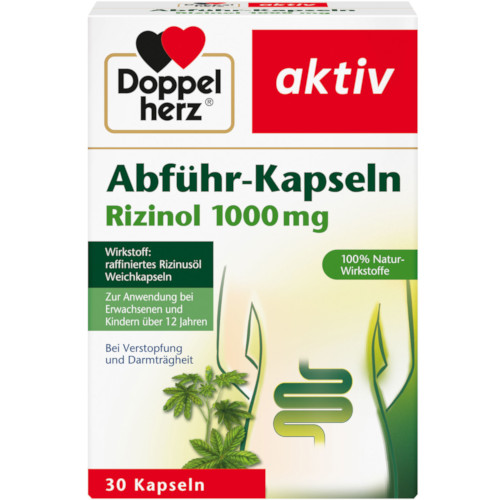 Касторовое масло от запоров Doppelherz aktiv Abführ-Kapseln Rizinol 1000 mg, 30 капс