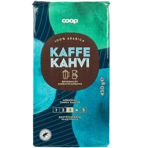 Кофе молотый средней крепости Coop Kahvi tumma paahto, 450 гр