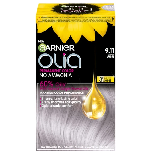 Краска для волос седой цвет Garnier Olia 9.11 Silver Smoke